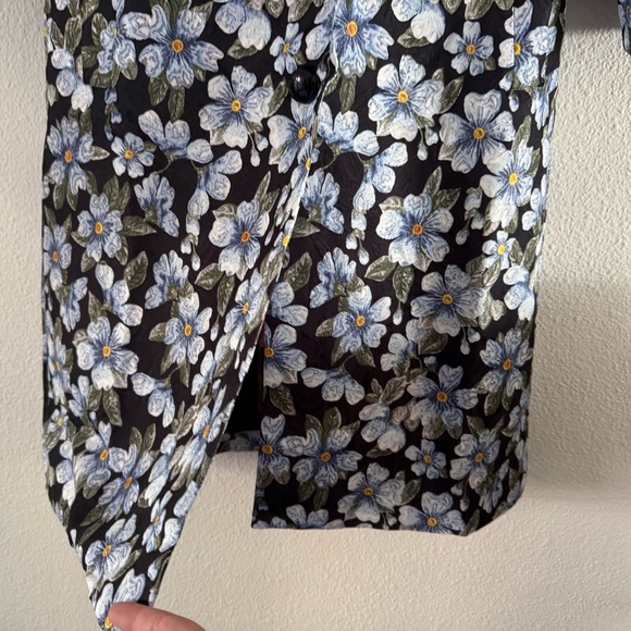 Sam Chen Brocade A-Line Coat M/L Forget Me Not Floral Designer New Dark Romance - Picture 11 of 16